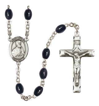 Silver-Plated 8x6mm Saint Thomas the Apostle  Engraved Catholic Rosaries