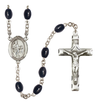 Silver-Plated 8x6mm Saint Zachary  Engraved Catholic Rosaries