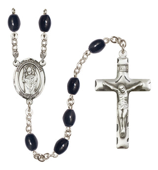 Silver Plated 8x6mm Black Saint Stanislaus Rosary