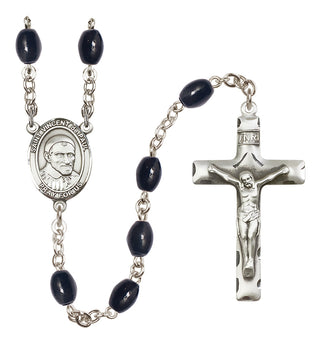 Silver-Plated 8x6mm Saint Vincent de Paul  Engraved Catholic Rosaries