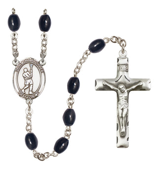 Silver-Plated 6mm Saint Christopher/Lacrosse Rosary