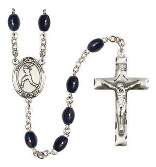 Silver-Plated 8x6mm Saint Christopher/Softball  Engraved Catholic Rosaries