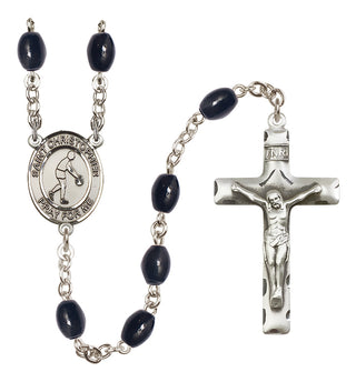 Silver-Plated 8x6mm Saint Christopher/Basketball Rosary