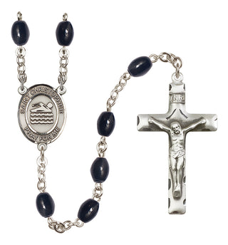 Silver-Plated 8x6mm Saint Christopher/Swimming Rosary