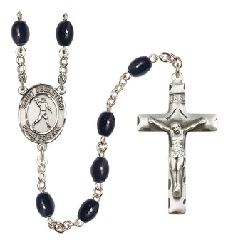 Silver-Plated 8x6mm Saint Sebastian/Football Rosary