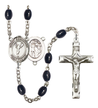 Saint Sebastian and Cheerleading Rosary with 8X6mm Black Onyx Beads