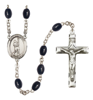 Silver-Plated 8x6mm Saint Sebastian/Lacrosse Rosary