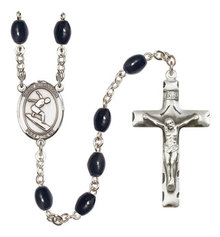 Silver-Plated 8x6mm Saint Sebastian/Surfing Rosary