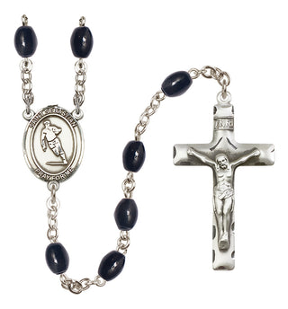 Silver-Plated 8x6mm Saint Sebastian / Rugby Rosary