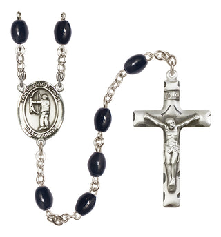 Silver-Plated 8x6mm Saint Christopher/Archery Rosary