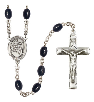 Silver-Plated 8x6mm Saint Sebastian / Motorcycle Rosary