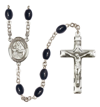 Silver Plated 8x6mm Black Madonna del Ghisallo Rosary