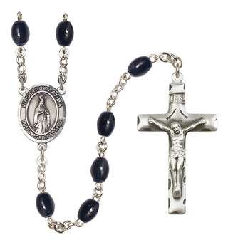 Silver Plated 8x6mm Black Virgen de Fatima Rosary