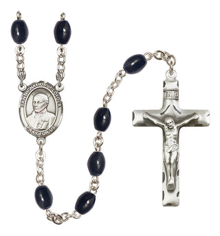 Silver-Plated 8x6mm Saint Ignatius of Loyola  Engraved Catholic Rosaries