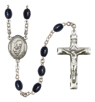Silver Plated 8x6mm Black Blessed Trinity Rosary