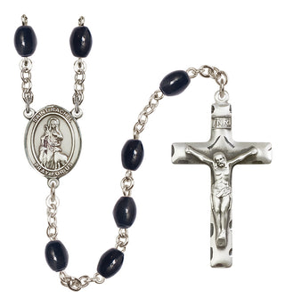 Silver Plated 8x6mm Black Saint Rachel Rosary