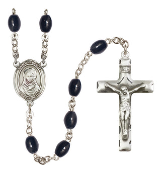 Silver-Plated 8x6mm Saint Rebecca  Engraved Catholic Rosaries