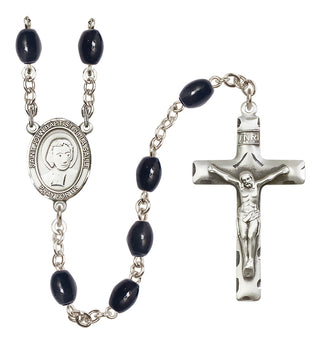 Silver Plated 8x6mm Black Saint John Baptist de la Salle Rosary