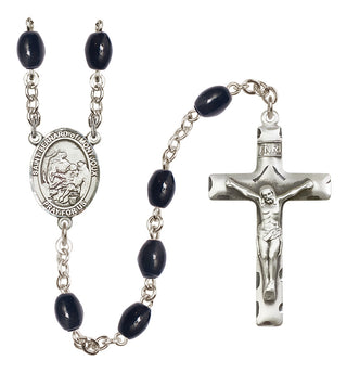 Silver-Plated 8x6mm Saint Bernard of Montjoux  Engraved Catholic Rosaries