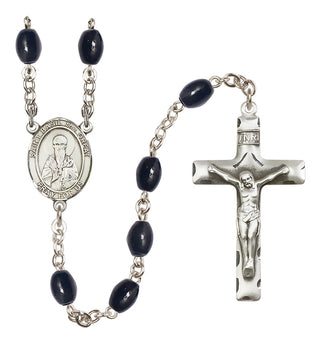 Silver-Plated 8x6mm Saint Basil the Great  Engraved Catholic Rosaries