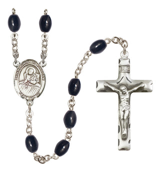 Silver Plated 8x6mm Black Saint Lidwina of Schiedam Rosary