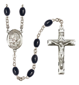 Silver Plated 8x6mm Black Saint Rosalia Rosary