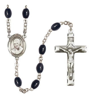 Silver-Plated 8x6mm Saint Luigi Orione  Engraved Catholic Rosaries