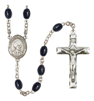 Silver Plated 8x6mm Black Saint Louis Marie de Montfort Rosary
