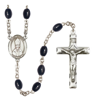 Silver Plated 8x6mm Black Saint Anselm of Canterbury Rosary