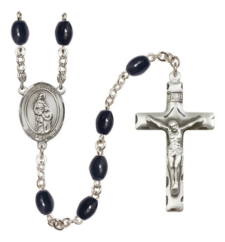 Silver-Plated 8x6mm Saint Anne  Engraved Catholic Rosaries