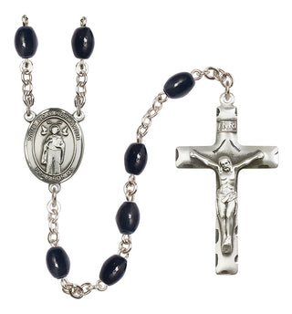 Silver Plated 8x6mm Black Saint Ivo of Kelmartin Rosary