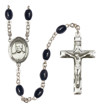 Silver Plated 8x6mm Black Blessed Miguel Pro Rosary