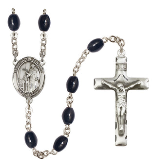 Silver Plated 8x6mm Black Saint Jacob of Nisibis Rosary