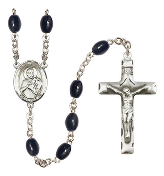 Silver-Plated 8x6mm Saint Viator of Bergamo  Engraved Catholic Rosaries