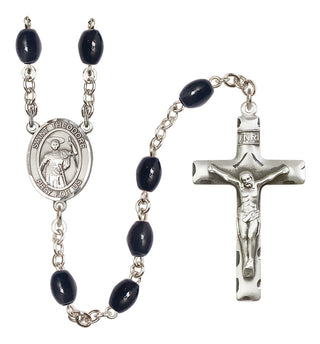 Silver-Plated 8x6mm Saint Theodore Stratelates  Engraved Catholic Rosaries