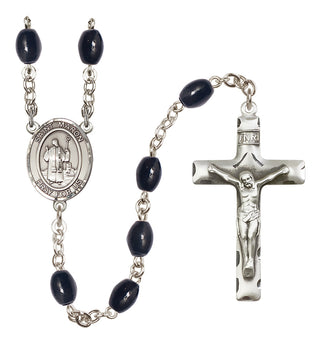 Silver-Plated 8x6mm Saint Maron  Engraved Catholic Rosaries