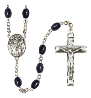 Silver Plated 8x6mm Black Saint Margaret Mary Alacoque Rosary
