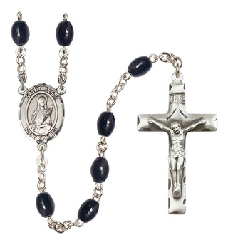 Silver Plated 8x6mm Black Saint Lucy Rosary