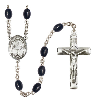 Silver Plated 8x6mm Black Saint Mary Mackillop Rosary