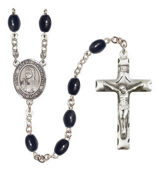 Silver Plated 8x6mm Black Saint Kateri Tekakwitha Rosary