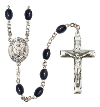 Silver Plated 8x6mm Black Saint Norbert of Xanten Rosary
