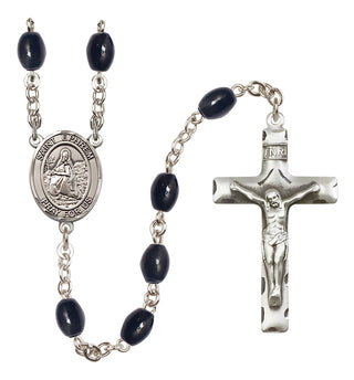 Silver-Plated 8x6mm Saint Ephrem  Engraved Catholic Rosaries