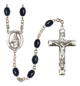 Silver-Plated 8x6mm Saint Emma Uffing  Engraved Catholic Rosaries