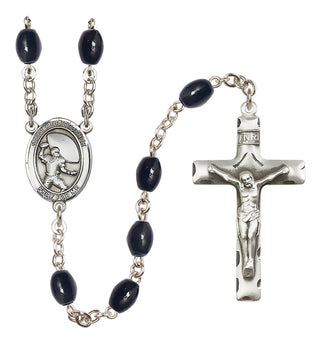 Silver-Plated 8x6mm Saint Christopher / Football Rosary
