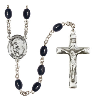 Silver-Plated 8x6mm Saint Christopher/Soccer Rosary