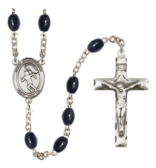 Silver-Plated 8x6mm Saint Christopher/Track&Field-Women Rosary