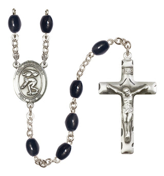Silver-Plated 8x6mm Saint Christopher/Swimming Rosary
