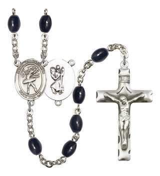 Saint Christopher and Dance Rosary with 8X6mm Black Onyx Beads