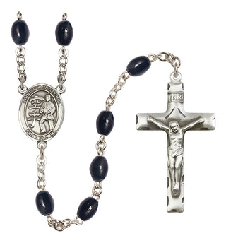 Silver-Plated 8x6mm Saint Christopher / Karate Rosary