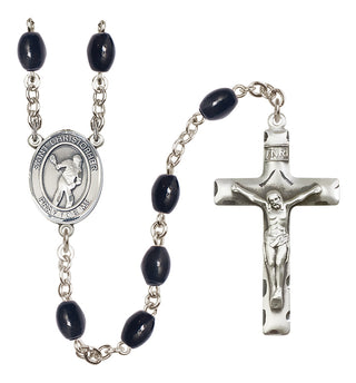 Silver-Plated 8x6mm Saint Christopher/Lacrosse Rosary
